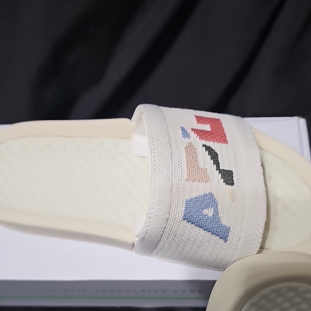APL White Cream Logo Slide Sandals - Picture 3 of 4